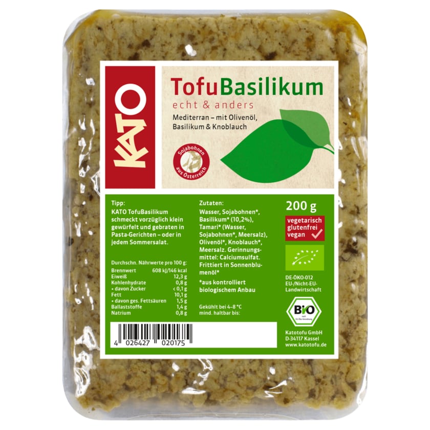 Kato Bio Tofu Basilikum vegan 200g